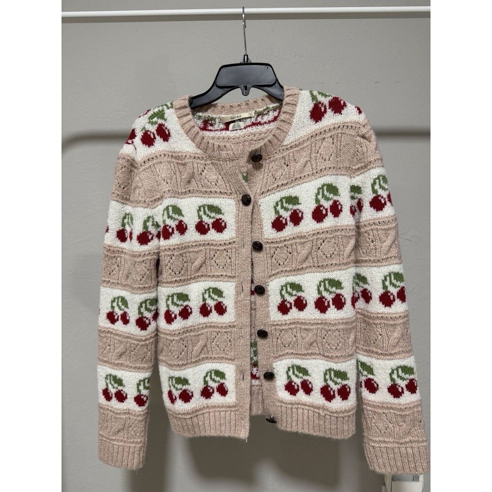 NWT Urban Outfitter Kimchi Blue Cherry Print Knit Cardigan, Size XS - Picture 5 of 9